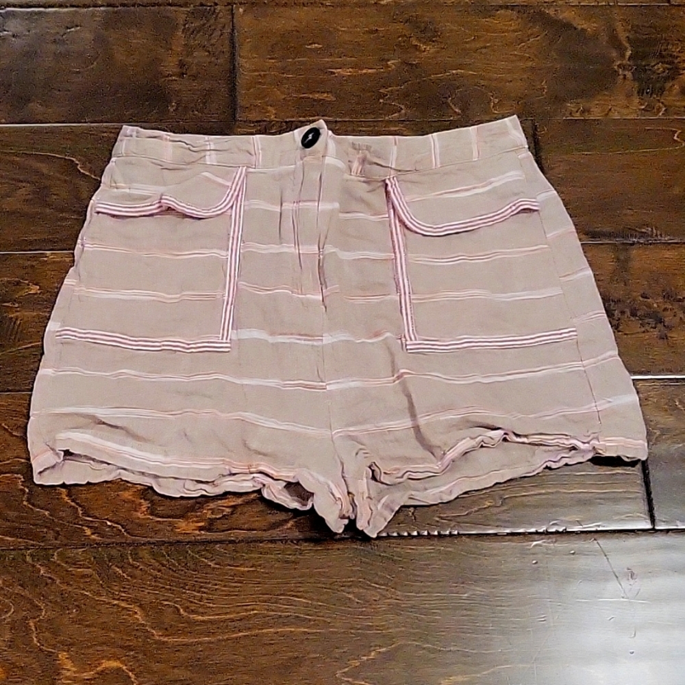 Gianni Bini Khaki with Red and White Stripe Front Flap Pocket Shorts